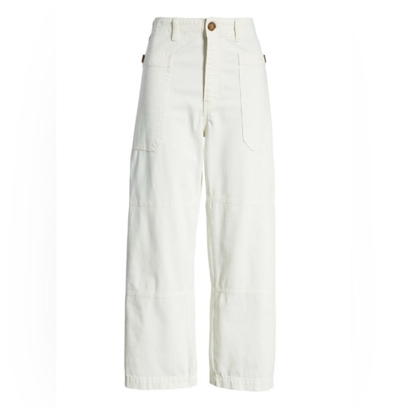 Frame Pants Womens 28 Oversized Pocket Utility In Blanc Cream Baggy Cropped - Picture 1 of 8